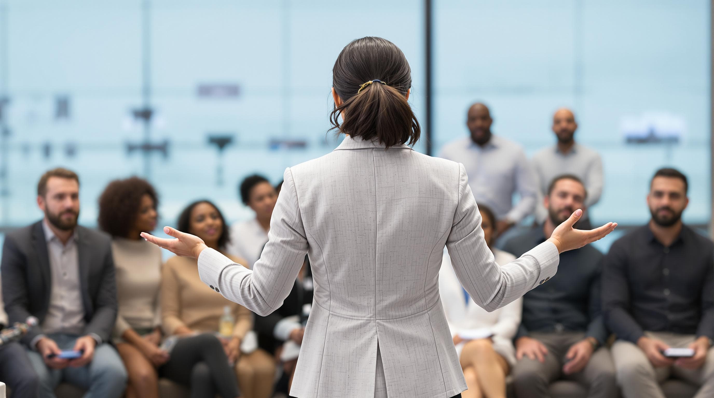 Consultant giving a presentation on AI strategy